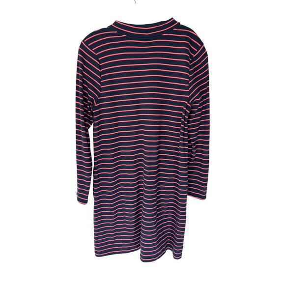 J. Jill Dress Pink Blue Striped Short Mock Neck Long Sleeve Casual Large - Picture 8 of 11